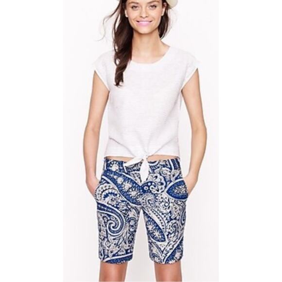J.Crew Paisley Print Royal Blue Bermuda Shorts size 4 - Picture 1 of 6